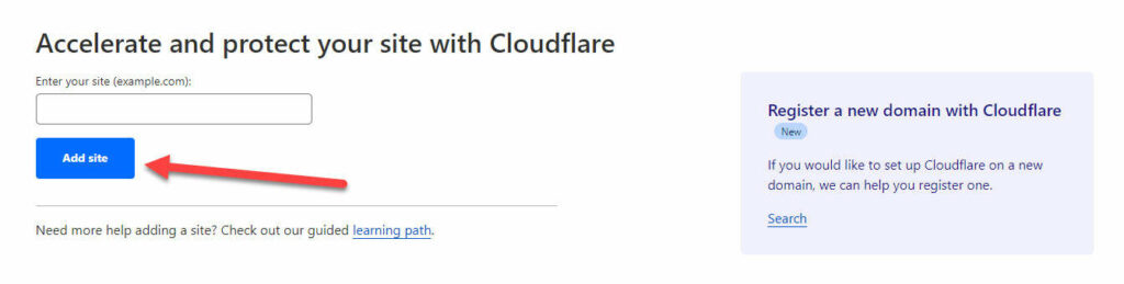 cloudflare add site