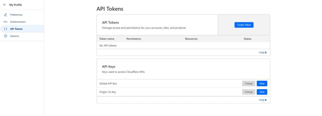 cloudflare api tokens