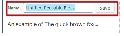 Name Reusable Block