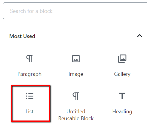 List Block