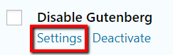 Disable Gutenberg General Settings