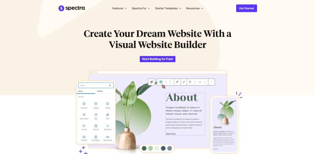 spectra website builder