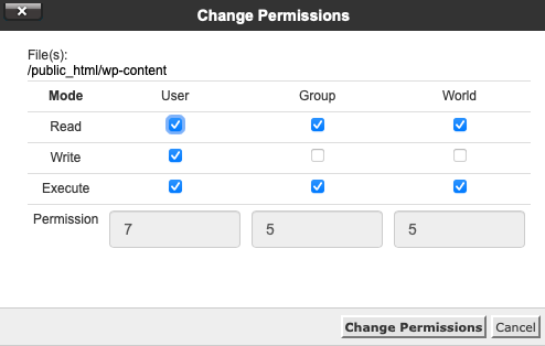 changing permissions