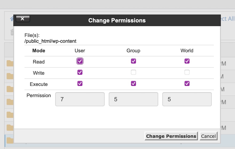 verify file permissions