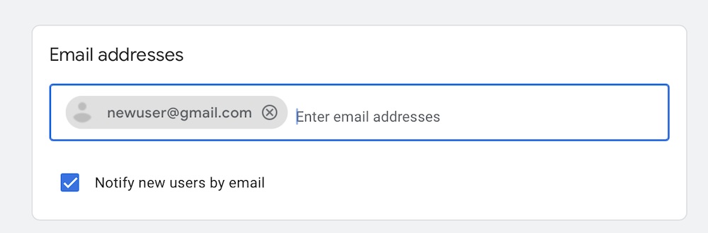 Add a new user's email address